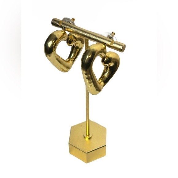 NWT J. Crew Flynn Heart Hoop Earrings with Hypoallergenic Posts - Picture 5 of 11